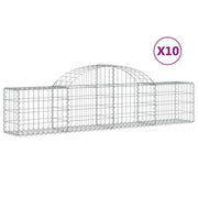 Cestini gabbioni recinzione a gabbia muro di contenimento ad arco 10 pezzi 200 x 30 x 40/60 cm ferro zincato argento 02_0040229