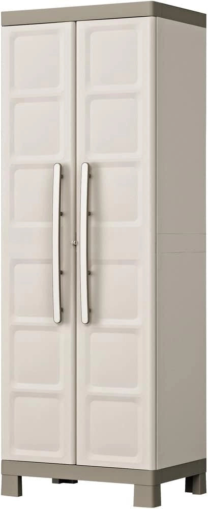 Armadio Alto in Resina con 4 Ripiani Regolabili e Chiusura Lucchettabile Colore Grigio e Nero Excellence Keter