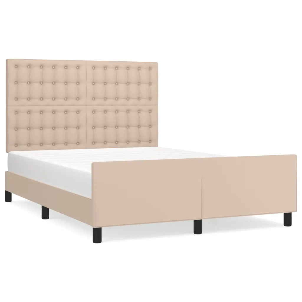 Giroletto con Testiera-Struttura Letto con testiera Cappuccino 140x190 cm in Similpelle
