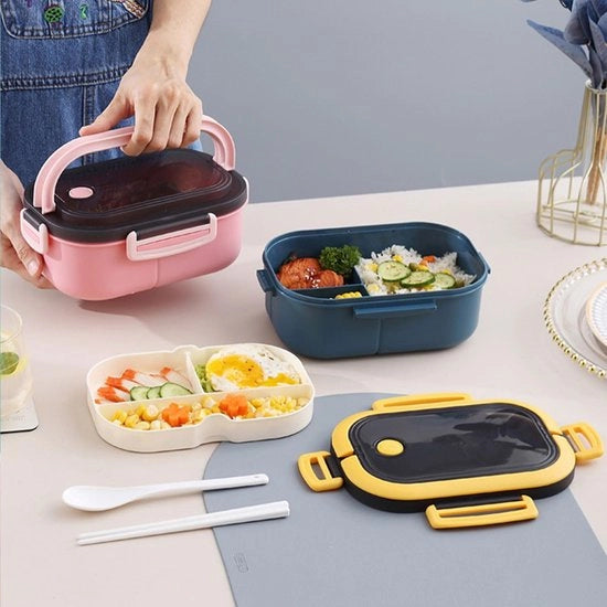 Tasca per adulti, 1200 ml, Bento Box, scatola per pranzo, 2 strati, tasca impermeabile per panino con contenitori, scatola per snack, scatola per pranzo per bambini, scuola, picnic, ufficio, viaggio, blu
