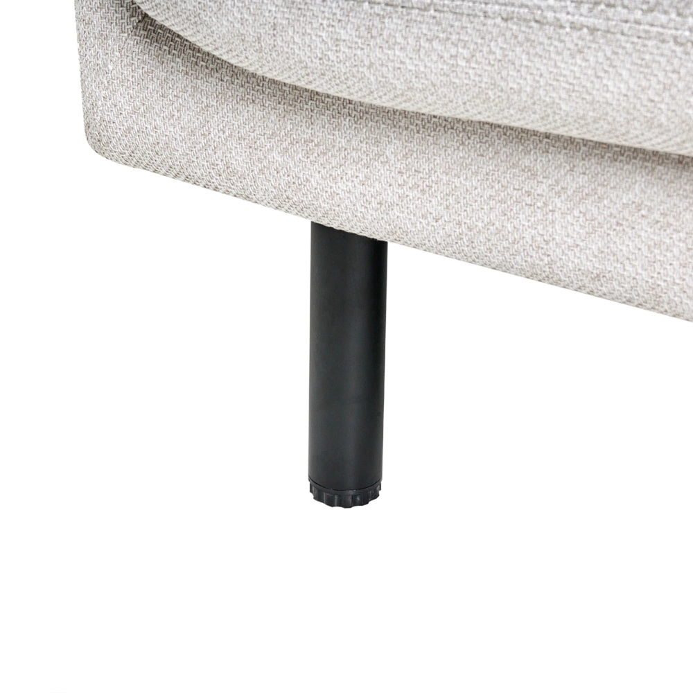 Divano a 3 posti imbottito in tessuto beige chiaro legno gambe nere imbottito da salotto
