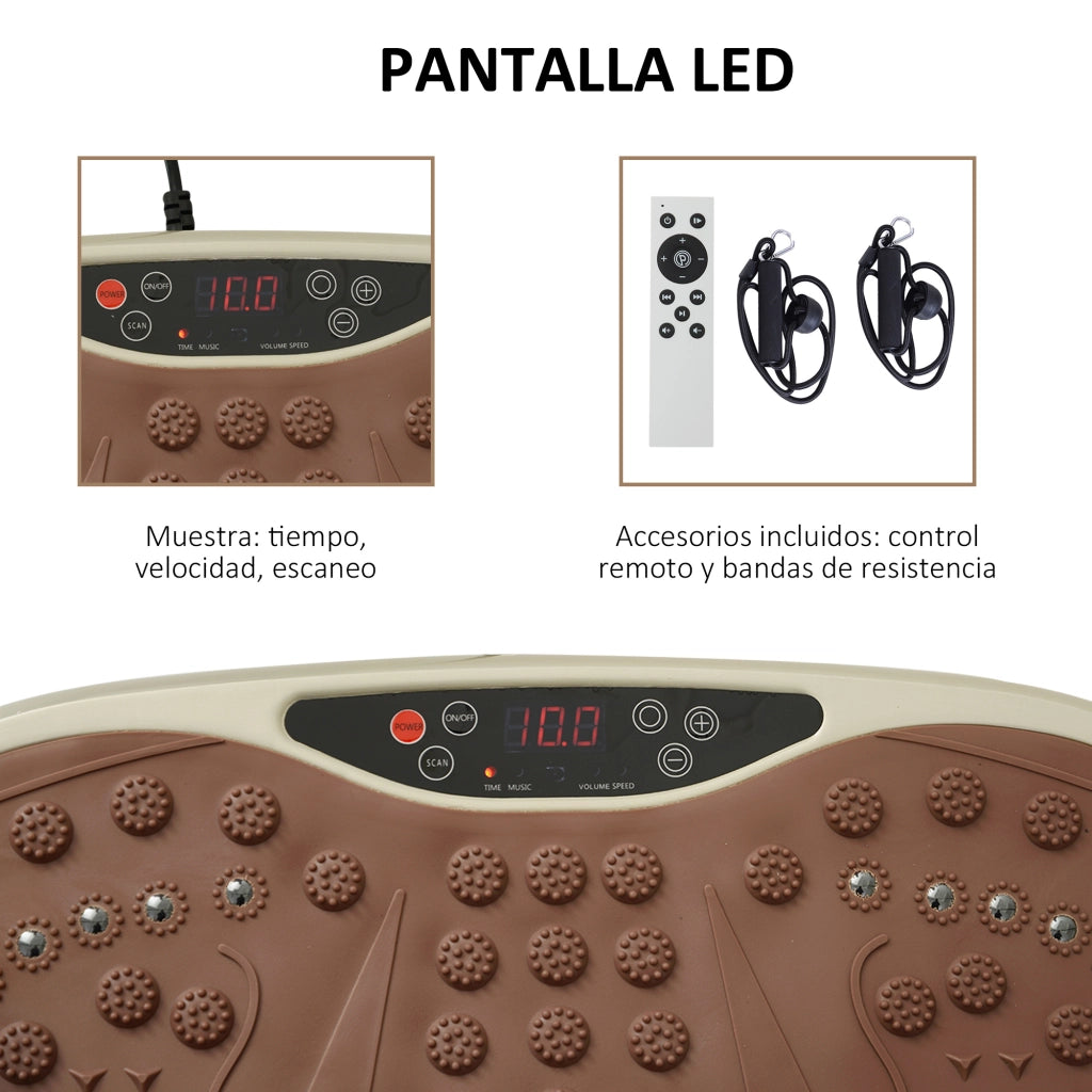 Pedana Vibrante Fitness ¨C Xylo ¨C 200W con 2 Bande Elastiche 99 Velocit¨¤ USB LED 54x33x14cm