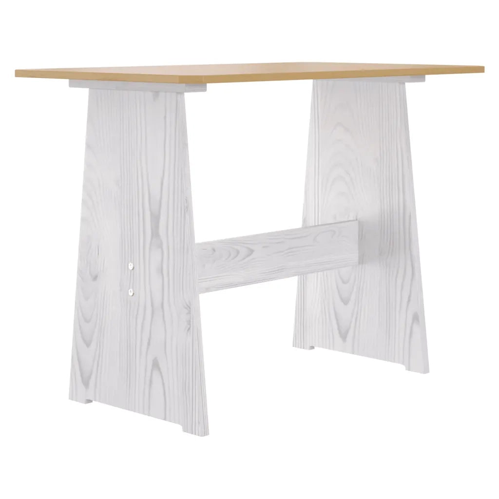 Tavolo da Pranzo con Panca REINE Pino Marrone ambra e Bianco 327253
