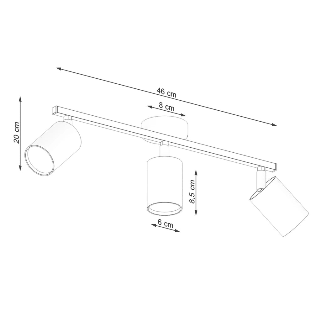 Plafoniera Pure Lume Fjello 3xGU10 orientabile nero/cromo