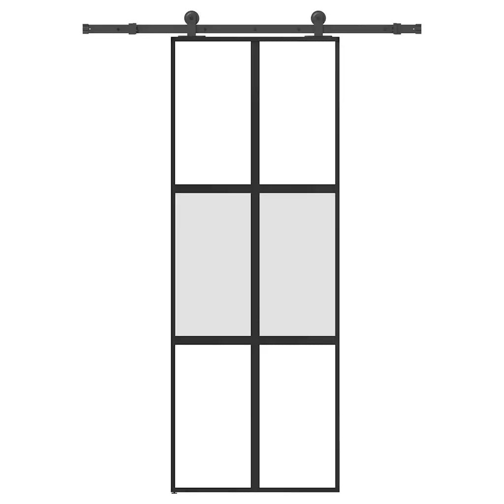 Porta Scorrevole Ferramenta 76x205 cm Vetro Temperato Alluminio 3332971