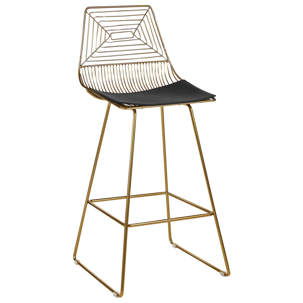 Set di 2 sgabelli in metallo oro con imbottitura in pelle stile moderno contemporaneo