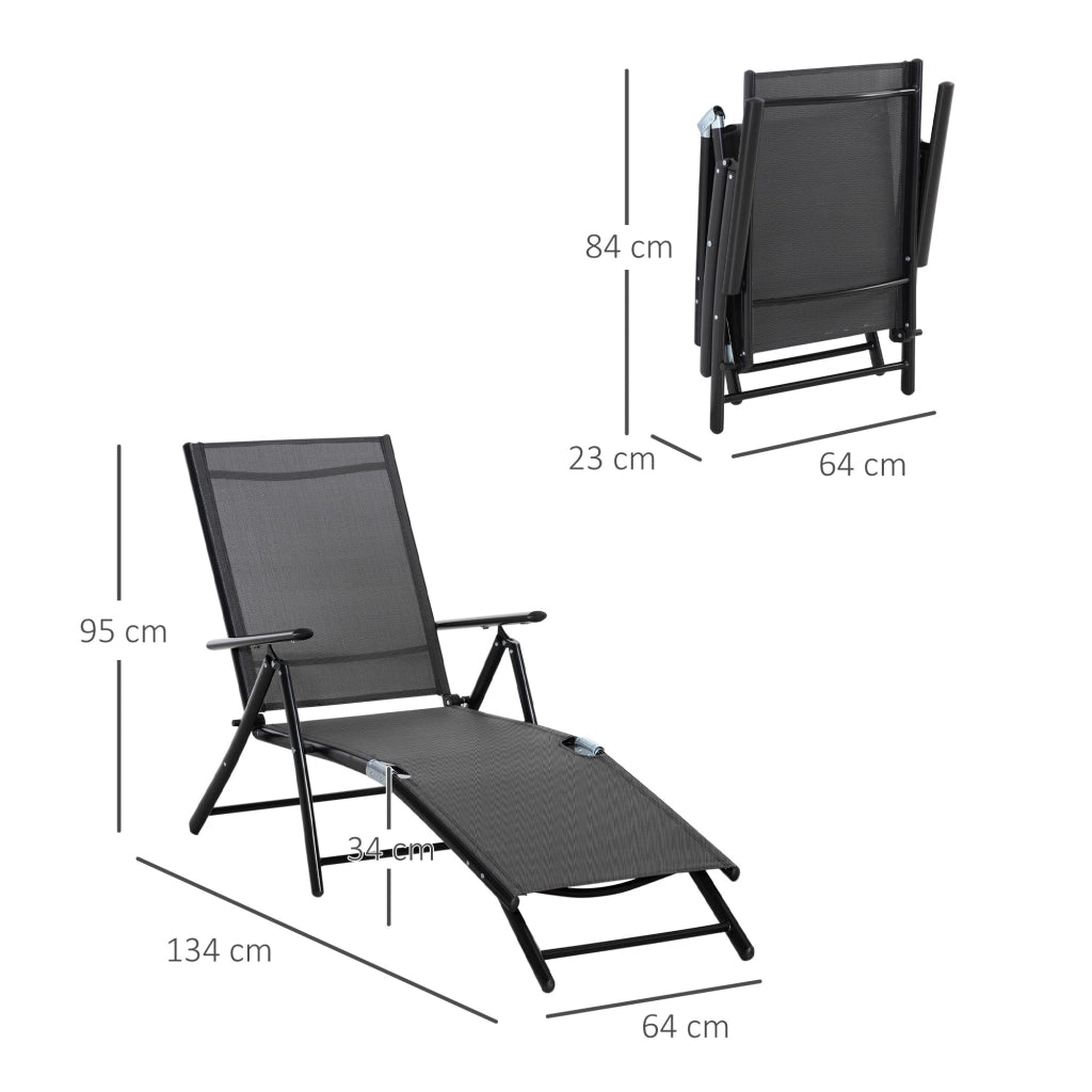 Set 2 Lettini Pieghevoli ¨C zephmum ¨C Grigio, Alluminio, 64x134x95cm