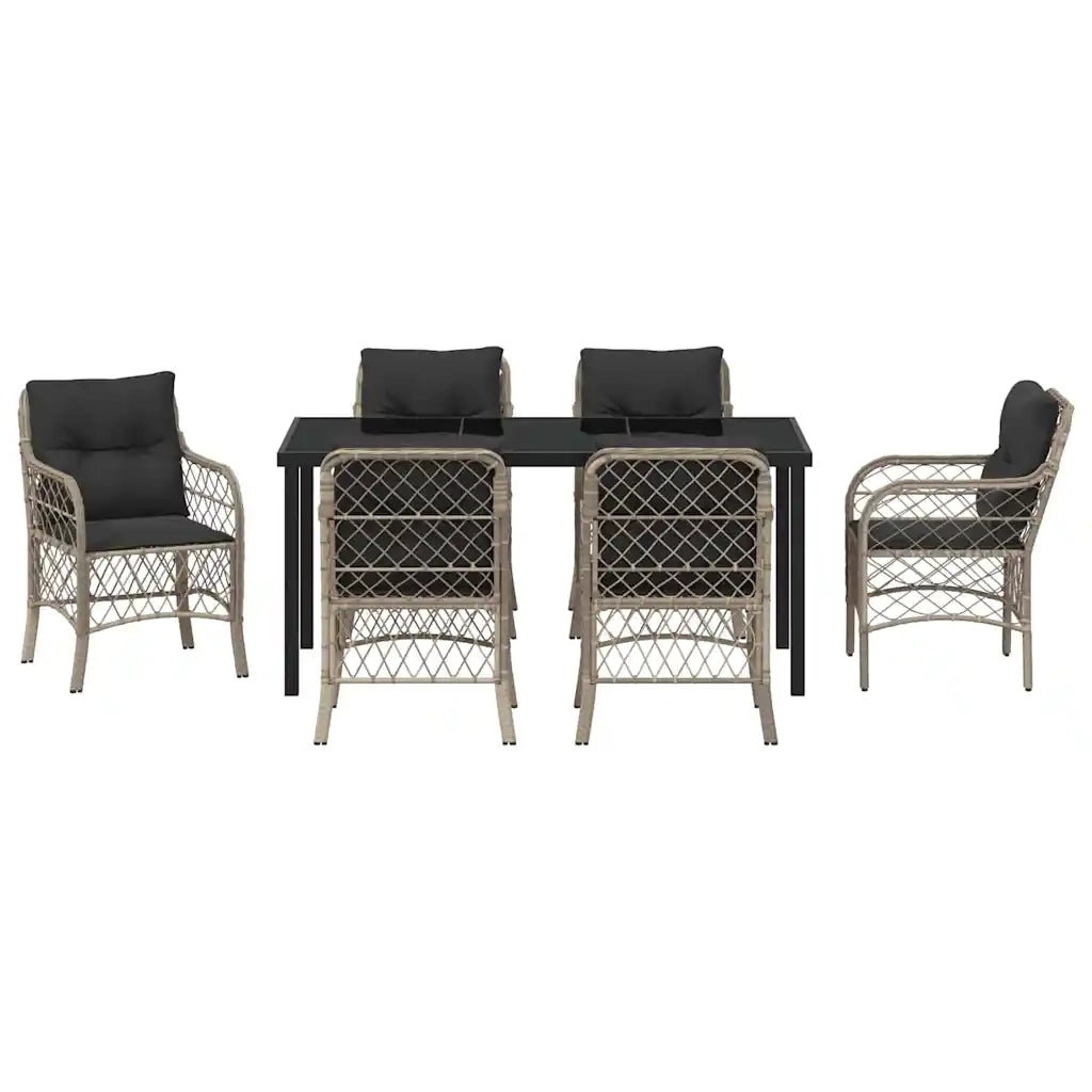 Set da Pranzo per Giardino 7 pcs Grigio chiaro polyrattan 3380243