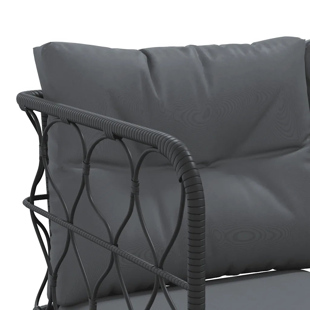 Set Divano da Giardino con Cuscini Nero Acciaio e Textilene 3283744