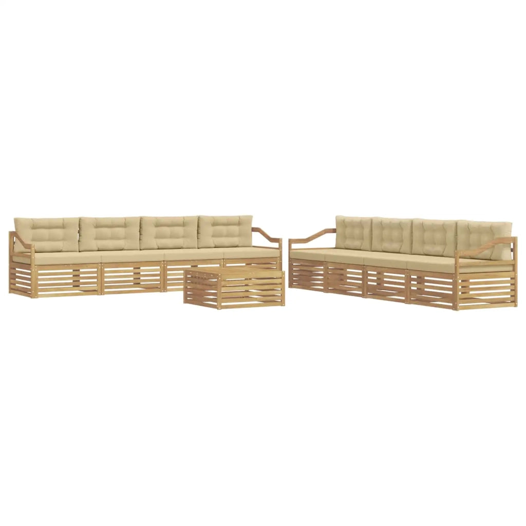 Set di divani da esterno 9 pz Bianco e Beige Poliestere 3390263