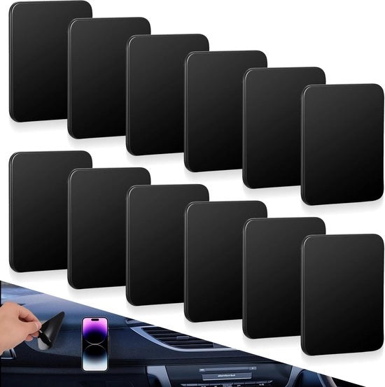 Materassini antiscivolo, 12 pezzi di materassini in gel nanocomposto, materassini antiscivolo lavabili per l'auto, materassino antiscivolo adesivo a doppia faccia per il cruscotto, riutilizzabili