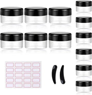 Set di 12 flaconcini di crema 5 e 10 ml - Boccette trasparenti con coperchio - Mini contenitori per balsami labiali e crema - Adatti per candele e cosmetici - Flaconcini vuoti riutilizzabili per prodotti da viaggio