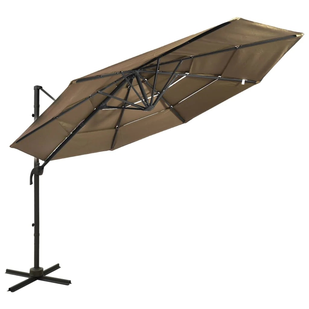Ombrellone a quattro livelli con palo in alluminio 3 x 3 m tortora 02_0008795