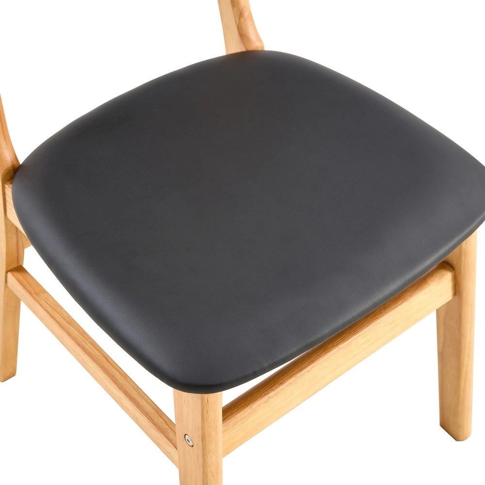 Set 2 Sedie da Pranzo con Schienale in Rattan e Seduta Imbottita ¨C MINIMAL ¨C Legno Massello, Stile Scandinavo