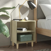 Comodini Gambe in Legno Massello 2pz-Set di 2 Tavolino da notte Rovere Sonoma 40x30x50cm 346325