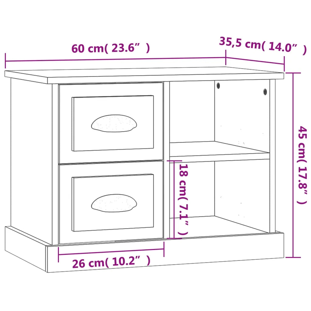Comodino Bianco Lucido 60x35,5x45 cm 816370