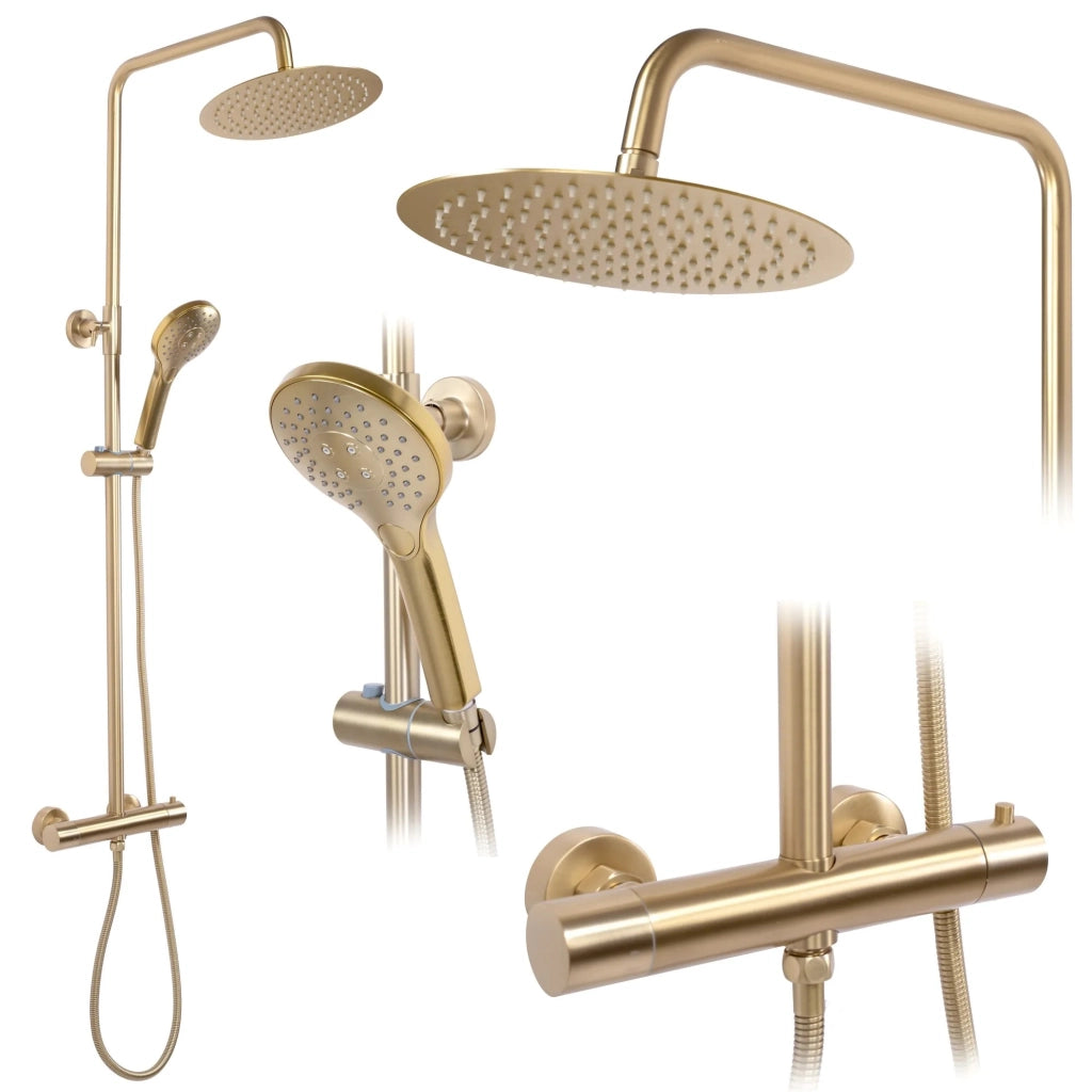 Set Doccia Con Termostato Rea Vincent Gold Brush