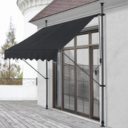 Tenda da Sole a Muro con Pali di Supporto Telescopici Parasole 350 x 120 cm (LxP) Nero pro.tec