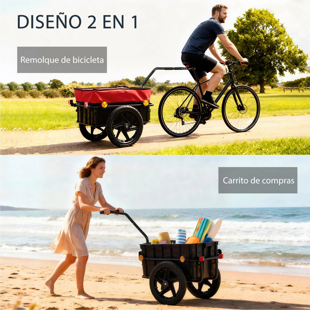 Carrello Bicicletta 40 kg Tela Oxford Riflettori ¨C zephmum ¨C 144x59x80 cm Rosso Nero