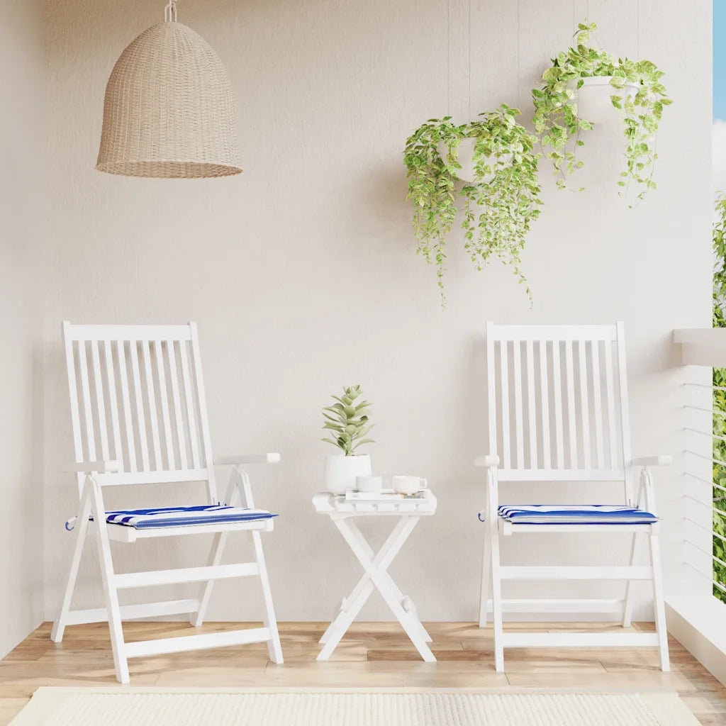 Cuscini per Sedia 2 pz | Cuscini per sedie Strisce Bianche e Blu 50x50x4 cm Tessuto