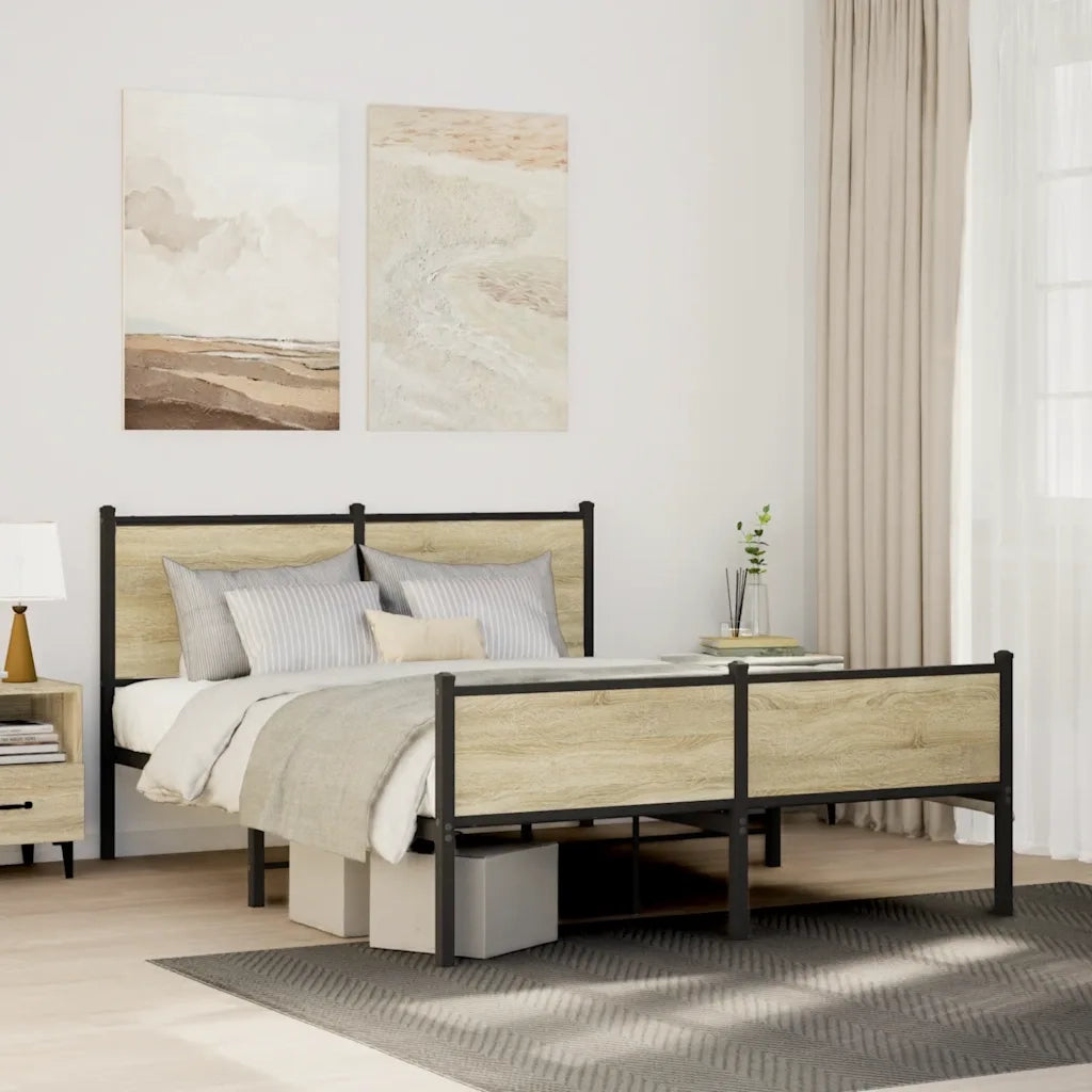 Giroletto senza Materaso in Metallo Rovere Sonoma 140x190 cm 4007904
