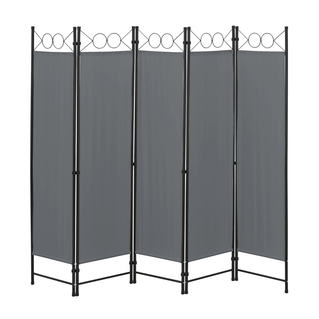 Paravento Pieghevole Saragossa in 5 Pannelli Parete Divisoria 171 x 200 cm - Grigio Scuro [en.casa]
