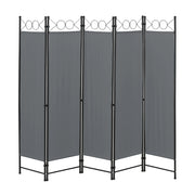 Paravento Pieghevole Saragossa in 5 Pannelli Parete Divisoria 171 x 200 cm - Grigio Scuro [en.casa]