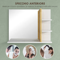 Specchio da Bagno 45x15x58,5cm con Ripiani e Mensole in MDF Bianco