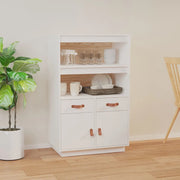 Credenza-Buffet-Armadio da cucina Bianca 67x40x108,5 cm in Legno Massello di Pino