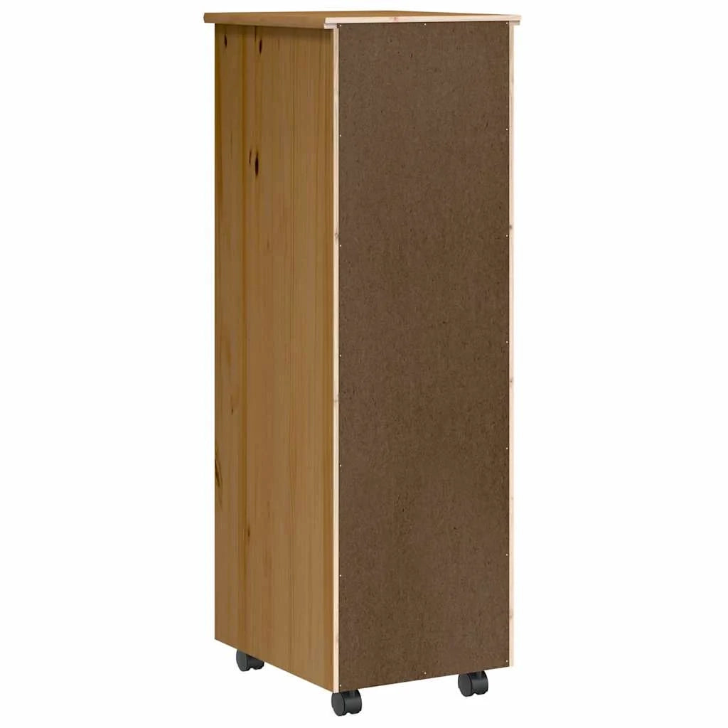 Mobiletto portaoggetti con ruote di grande capacità 34 x 39 x 103 cm in legno di pino color miele 02_0057656