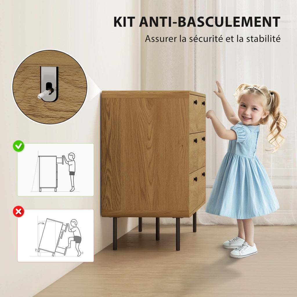 Cassettiera 6 cassetti mobile contenitore stile moderno ¨C Minimal ¨C 120x40x75 effetto legno quercia