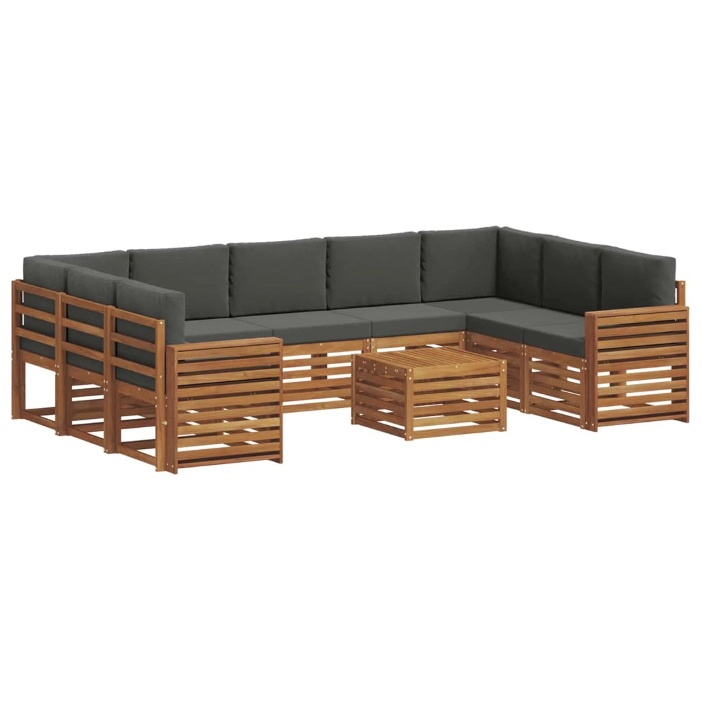 Set divani 10 pcs Naturale e Antracite Legno di Acacia Massello