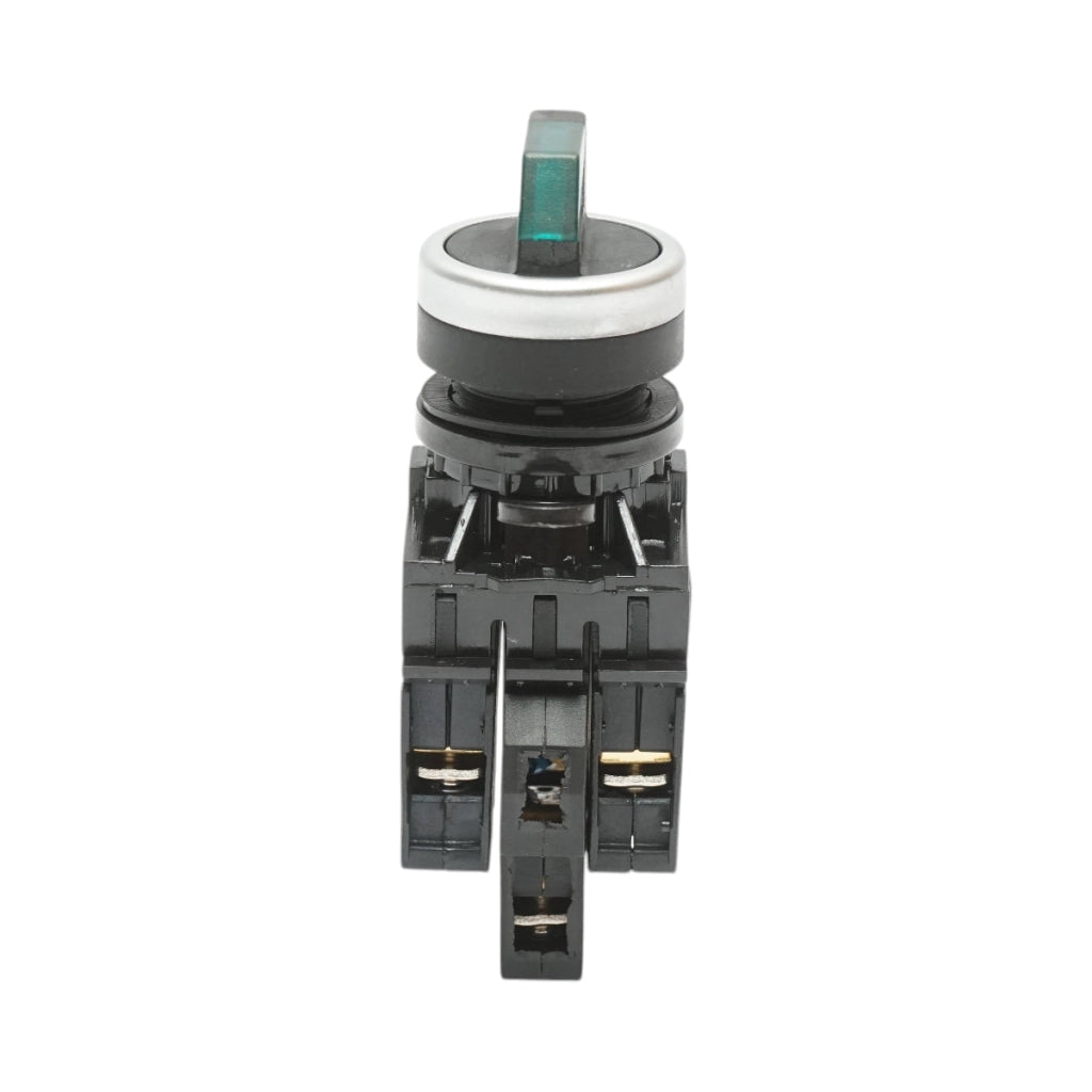 Selettore luminoso 24V AC/DC LED verde con 2 posizioni 1NO+1NC, 10A/600V AC, 1A/250V DC LA42 Breckner Germany