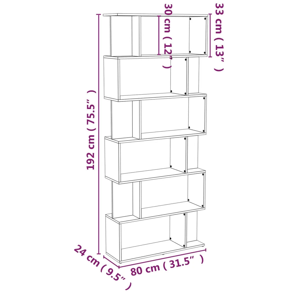 Libreria/Divisorio Rovere Fumo 80x24x192cm in Legno Multistrato