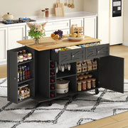 Carrello cucina con piano ribaltabile 120x45(70)x89 cm in MDF nero