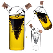 Bottiglia KADAX per olio e aceto, caraffa in vetro da 350 ml, 2 in 1 per olio e aceto con tappo.