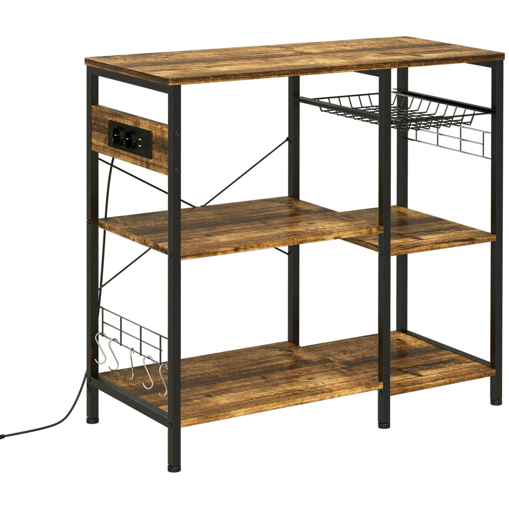Libreria da Cucina con Presa Elettrica ¨C zephmum ¨C 90x40x83 cm Marrone