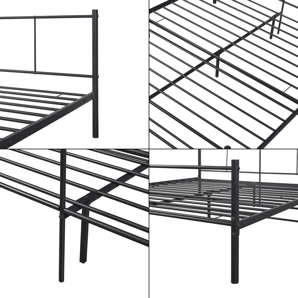 Letto Matrimoniale Laos con Materasso 180x200 cm Letto in Acciaio con Testiera e Pediera - Nero [en.casa]