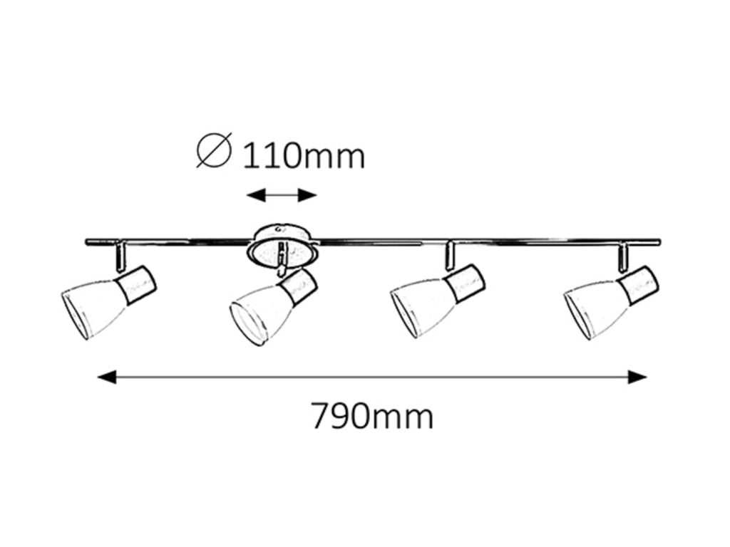 Plafoniera Rabalux Ati nera 4xE14 metallo-vetro 79cm