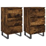 Set di 2 Comodini | Armadio da Notte | Mobiletto da notte Rovere Fumo 40x35x69 cm in Legno Multistrato