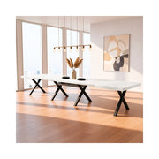 Tavolo Allungabile Milonga480 180 cm con Piano Bianco Spatolato e Gambe Incrociate Antracite