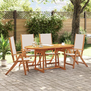 Set da pranzo da giardino, 5 pezzi, in legno massello di acacia e textilene, tavolo e sedie da giardino, tavolo e sedie da terrazza, set da terrazza, mobili da giardino per esterni, 3279294