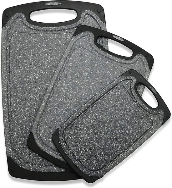 Set di taglieri da cucina, composto da 3 taglieri grandi e piccoli, resistente al lavastoviglie, con canale per succhi, manico con buon grip, tagliere antiscivolo in gomma.