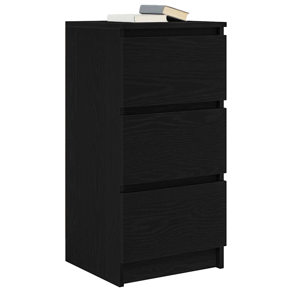 Credenza Rovere Nero 37,5x35x76 cm in Legno Multistrato 861725