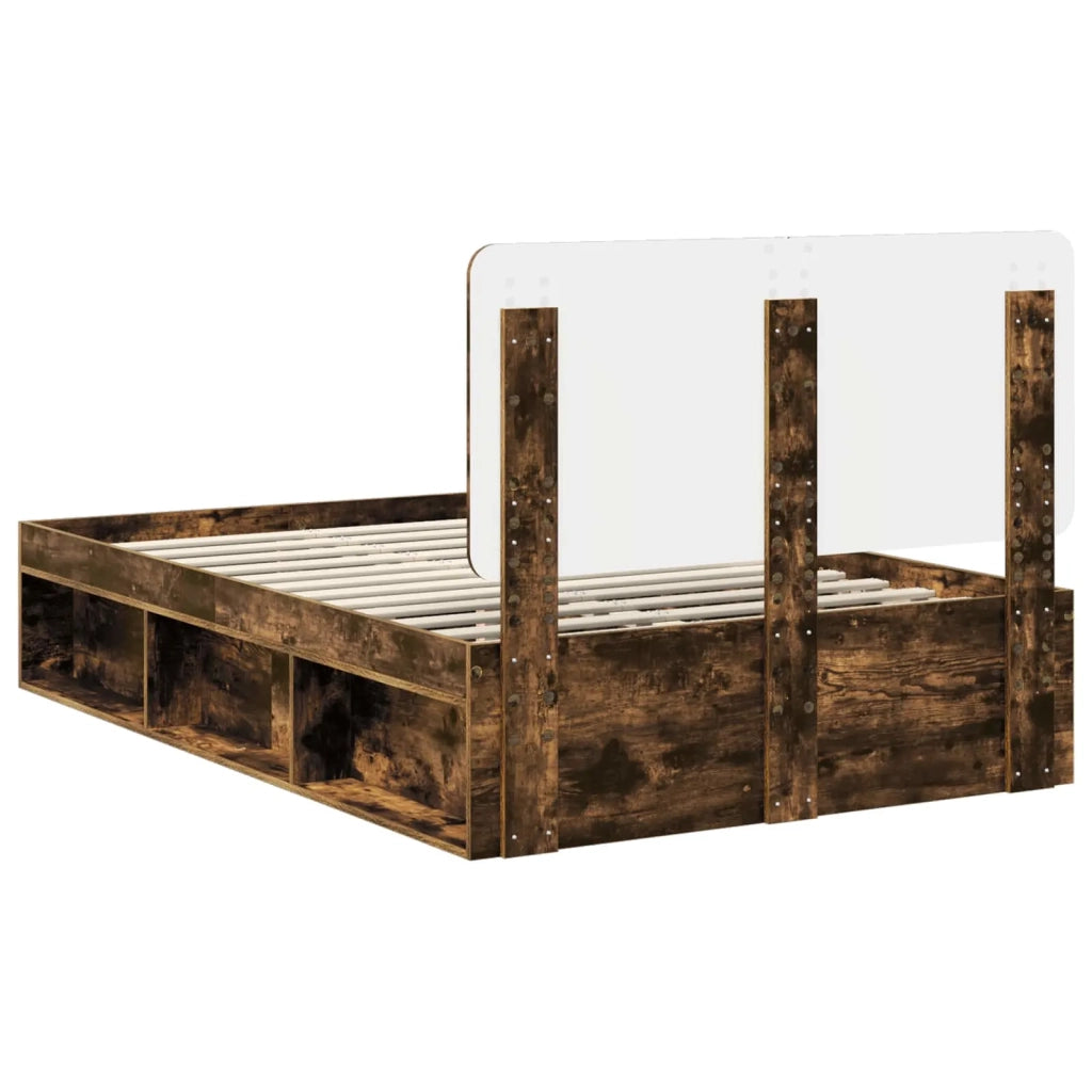 Struttura del letto Rovere fumé 135 x 190 cm Pino massello