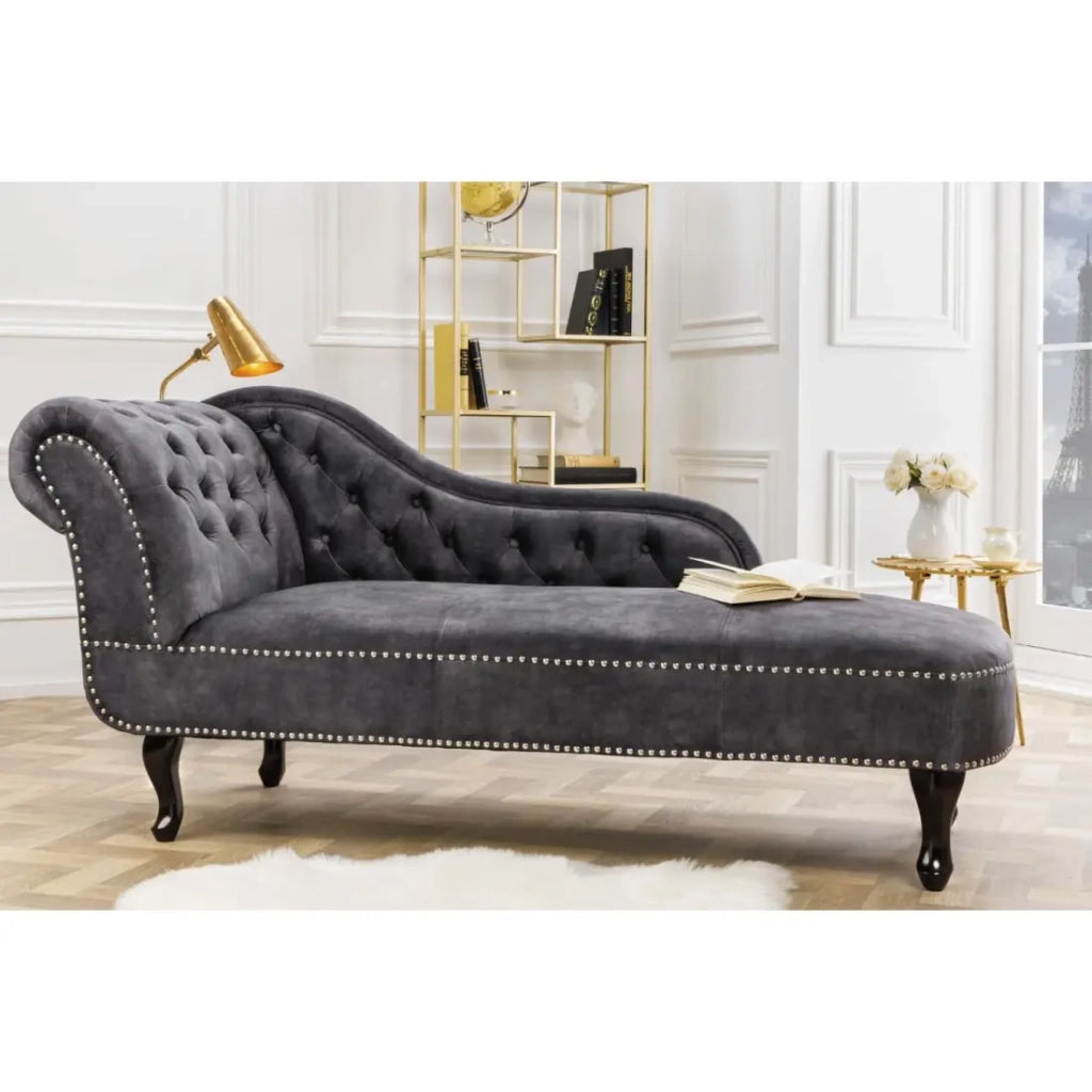 Méridienne EDGAR – Grigio scuro – Velluto stile barocco