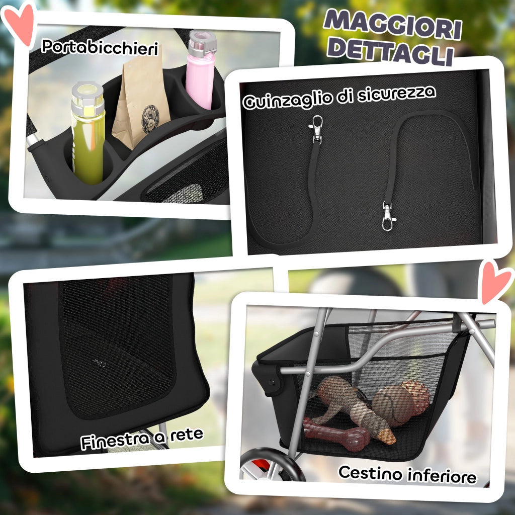 Trasportino Cane Pieghevole ¨C Zephmum ¨C Nero 77x44x102 cm