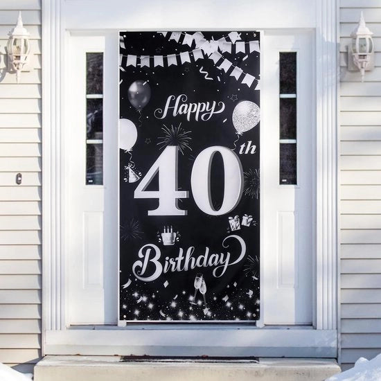 Banniere di Compleanno - 40° Anniversario - Banner per Parete - Decorazione - Buon Compleanno - Sostenibile - 185 x 90 cm - Alta Risoluzione - Banniere di Festa