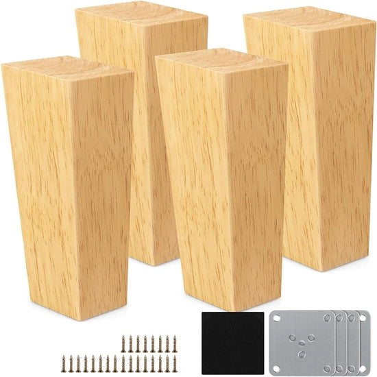 Gambe per Mobili in Legno 12cm a Cono - Set di 4
