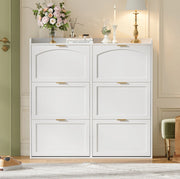 Scarpiera 120x23x118 cm con 6 vani a ribalta in MDF e truciolare bianca
